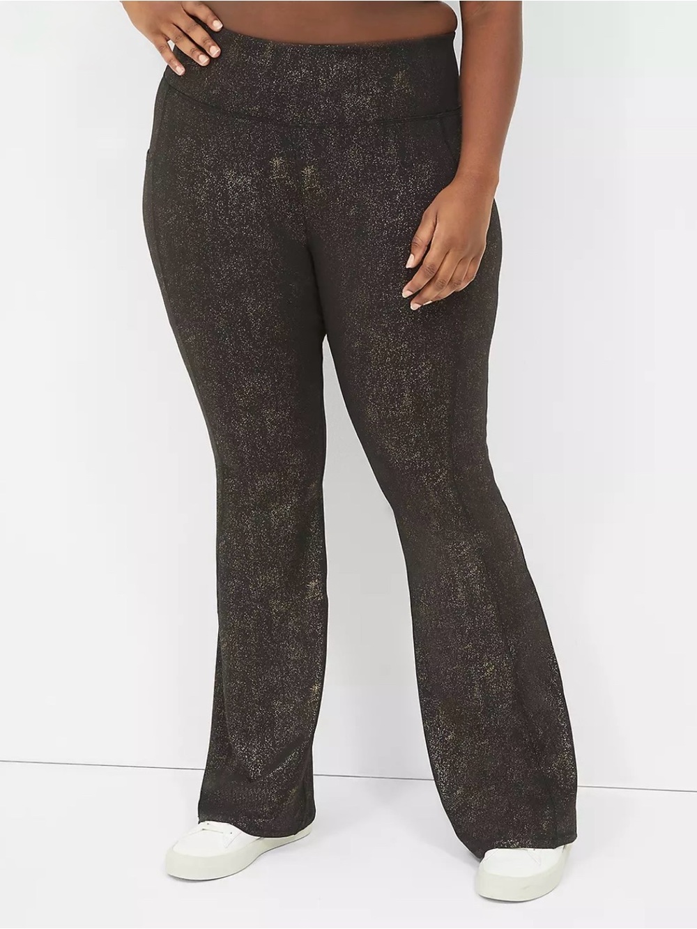 NWT Lane Bryant Livi Active High-Rise Foil Shimmer Wicking Flare Leggings 18/20